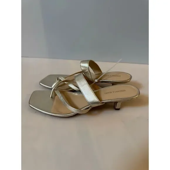 Veronica Beard Alanis Platinum Leather Sandals - Size 11 - Picture 5 of 7